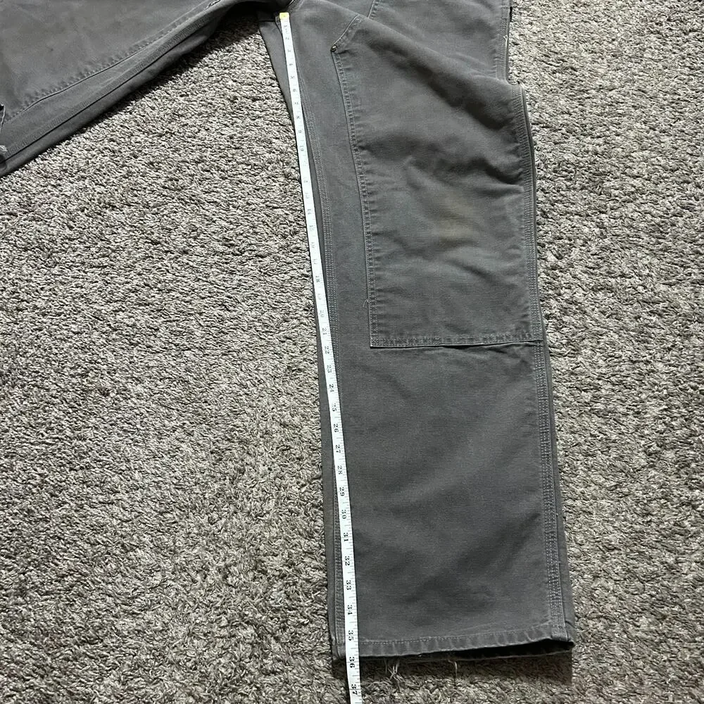 Vintage Carhartt Double Knee Work Pants Duck Canvas Made in USA Faded Gray 38x36